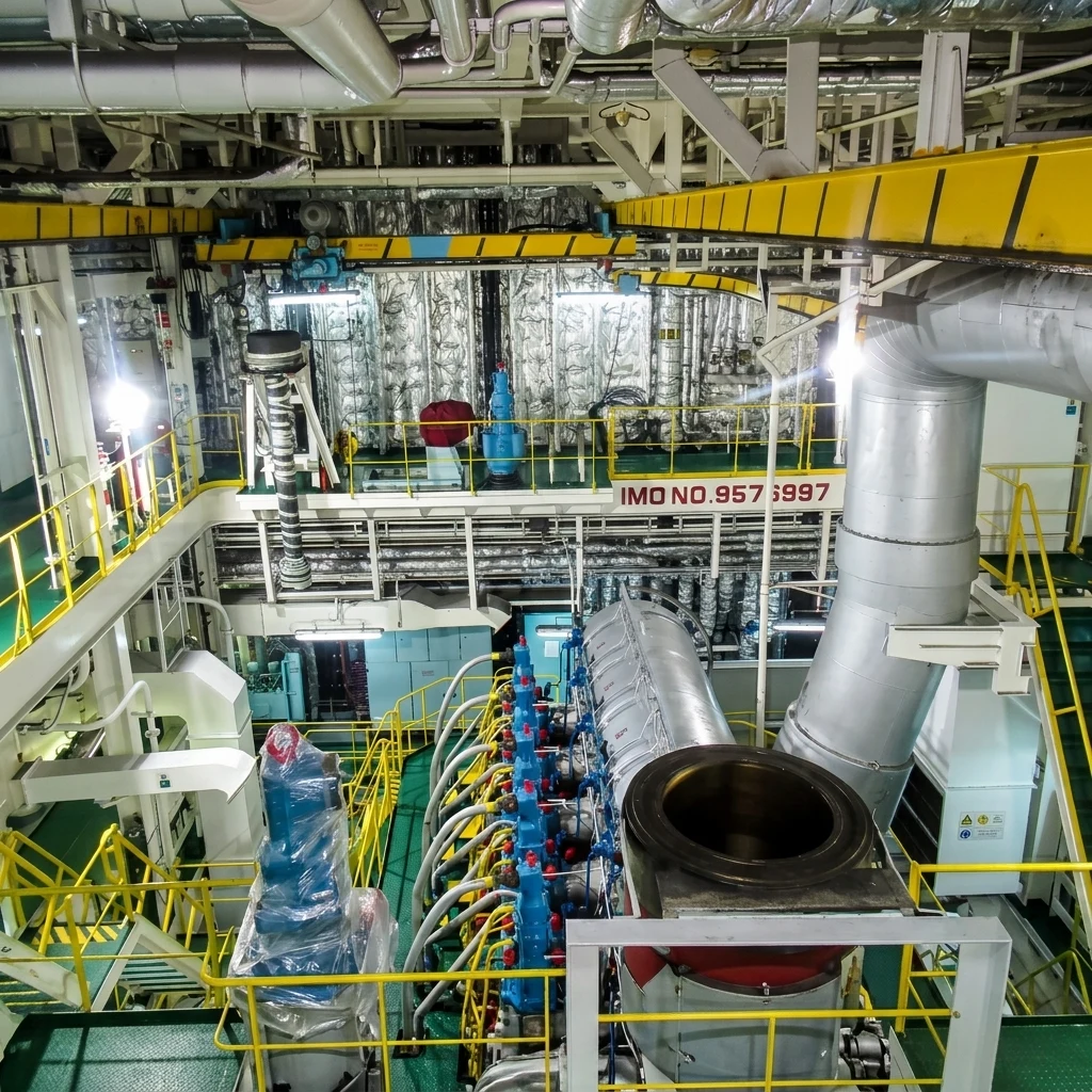 Main engine and machinery in the vessel engine room